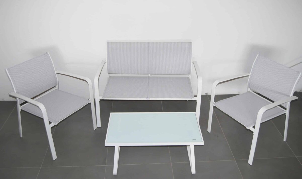 SET 4 PZ SALOTTO SALOTTINO DA GIARDINO ESTERNO DIVANO DIVANETTO POLTRONE TAVOLINO TORTORA - immagine 2