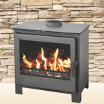 Stufa a legna in acciaio vetro 14 KW camino con piedi riscaldamento cm 70x42x73 h nero 999BMX