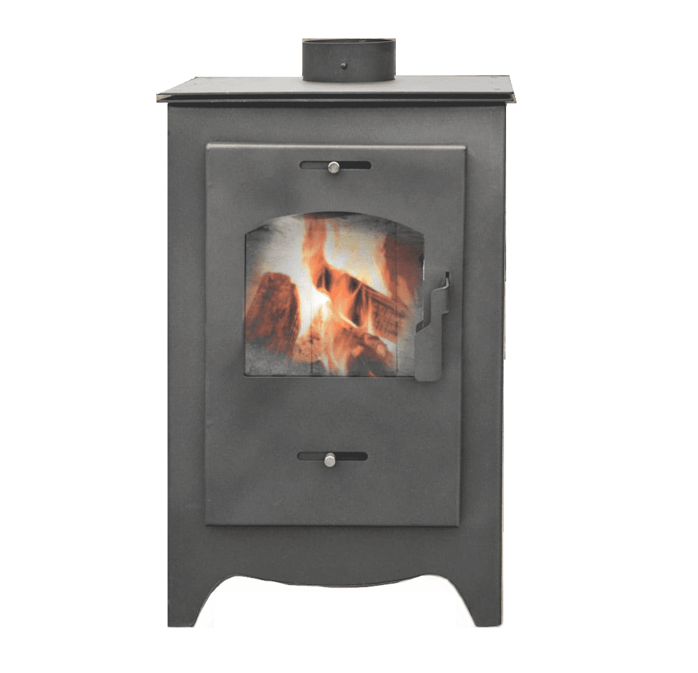 stufa b max 1 Stufa a legna in acciaio vetro 13 KW camino con piedi riscaldamento cm 52x44x81 h nero - immagine 1