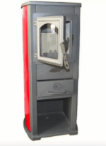 STUFA A LEGNA GHISA VETRO 7 KW CAMINO CON PORTALEGNA cm 39x48x89 ROSSA BRNA LUX 200 - immagine 3