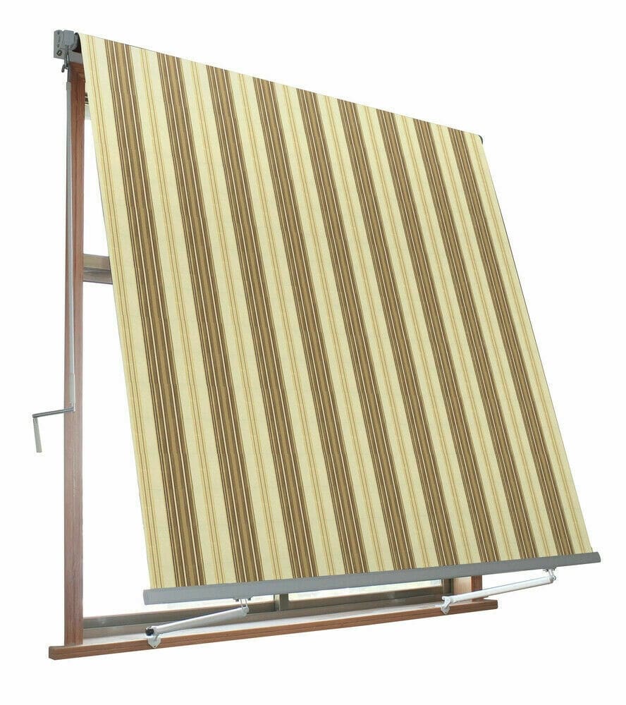 tendaa.jpg TENDA DA SOLE A CADUTA BALCONE 2,5 x 2,5 MT BEIGE MARRONE RIGATA 147v - immagine 1