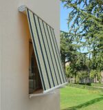 TENDA DA SOLE A CADUTA BALCONE SENZA CASSONETTO 3x2,5 MT VERDE /BIANCO RIGATO BRACCI 4901 - immagine 3