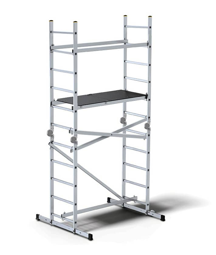 trabattello Impalcatura trabattello multifunzione ponteggio piattaforma scala alluminio regolabile 11 gradini IK - immagine 1