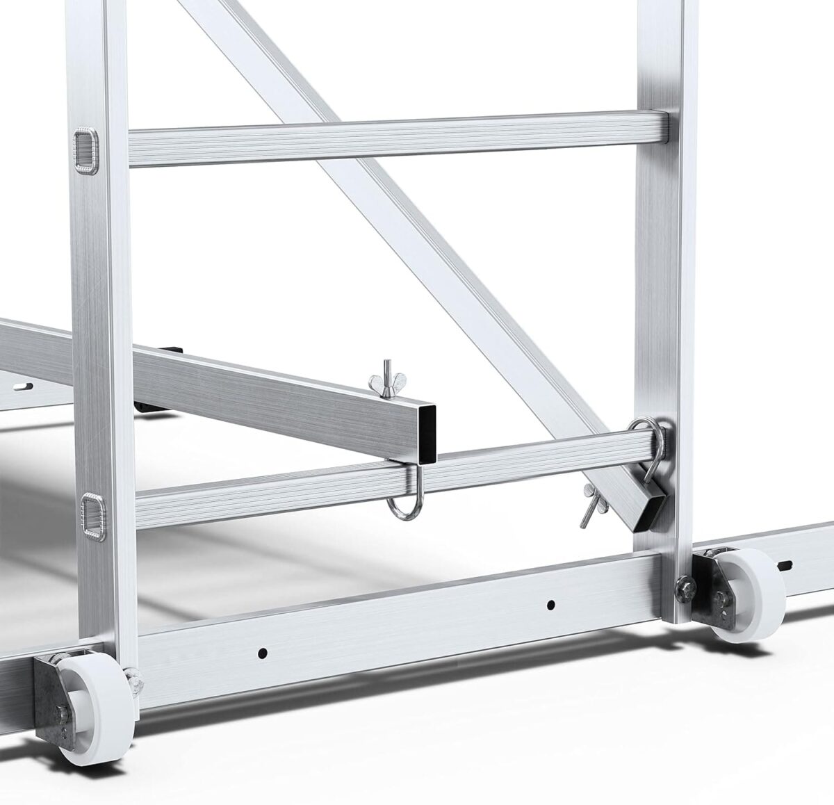 Impalcatura trabattello multifunzione ponteggio piattaforma scala alluminio regolabile 11 gradini IK - immagine 3