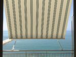 TENDA SOLE CADUTA 3X2,45 MT SENZA CASSONETTO BRACCI BEIGE VERDE RIGATA BALCONE 389/161v
