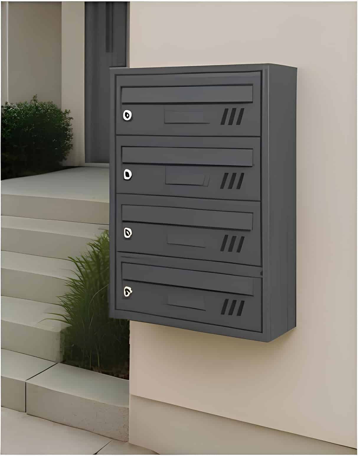 CASSETTA-POSTALE-SOFIA 4 posti grigio Cassetta postale condominiale posta buca lettere 4 posti casa condominio grigio sf 433 - immagine 1