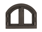 Porta in ghisa da forno a legna sportello pizza 2 ante vetro arco cm 59x48 h  300ev - immagine 3