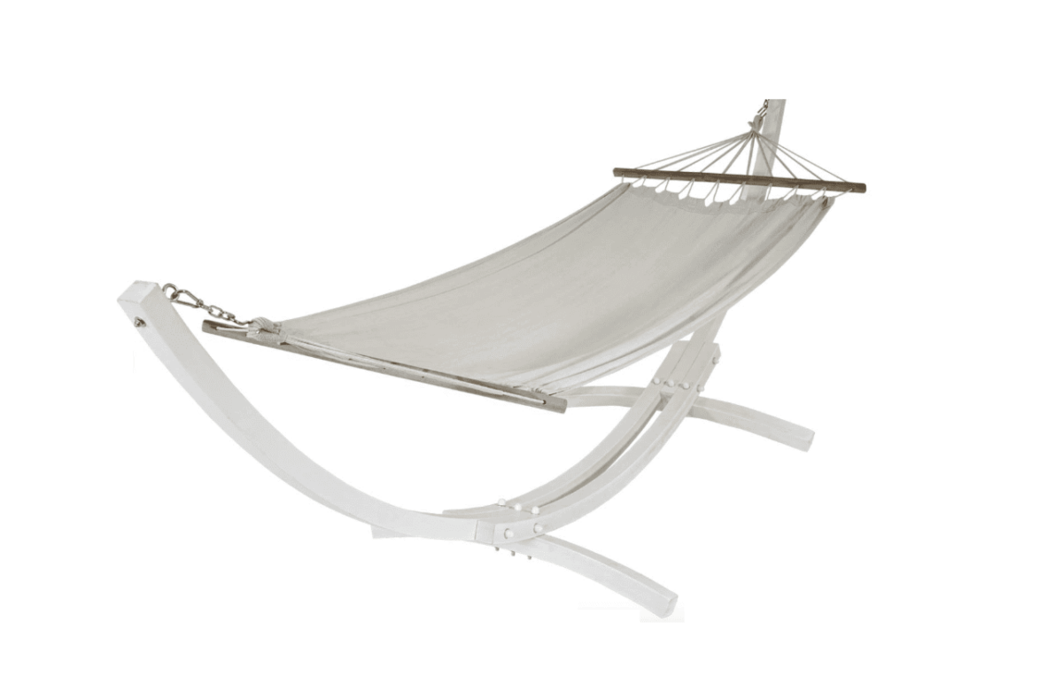 Amaca dondolo poltrona sedia sospesa supporto autoportante legno giardino 320 cm bianco 017ds - immagine 2