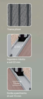 Zanzariera laterale porta finestra riducibile plissettata plissè 120×240 cm antracite 5682 - immagine 3