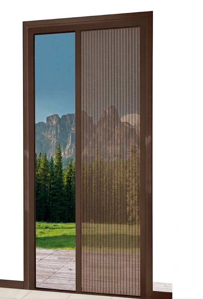 ZANZARIERA MARRONE Zanzariera laterale porta finestra riducibile plissettata plissè 120×240 cm marrone 5622 - immagine 1