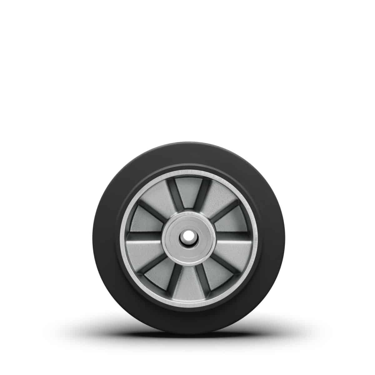 Ruota in alluminio e gomma timone transpallet cuscinetti portata 400 kg 200mm 20cm nera 160av - immagine 2