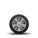 Ruota in alluminio e gomma timone transpallet cuscinetti portata 400 kg 200mm 20cm nera 160av - immagine 2
