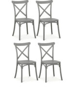 Kit 4 sedie polipropilene cucina bar ristorante sedia interno esterno cross grigio