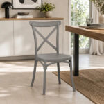 Kit 2 sedie polipropilene cucina bar ristorante sedia interno esterno cross grigio - immagine 2