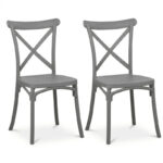 Kit 2 sedie polipropilene cucina bar ristorante sedia interno esterno cross grigio