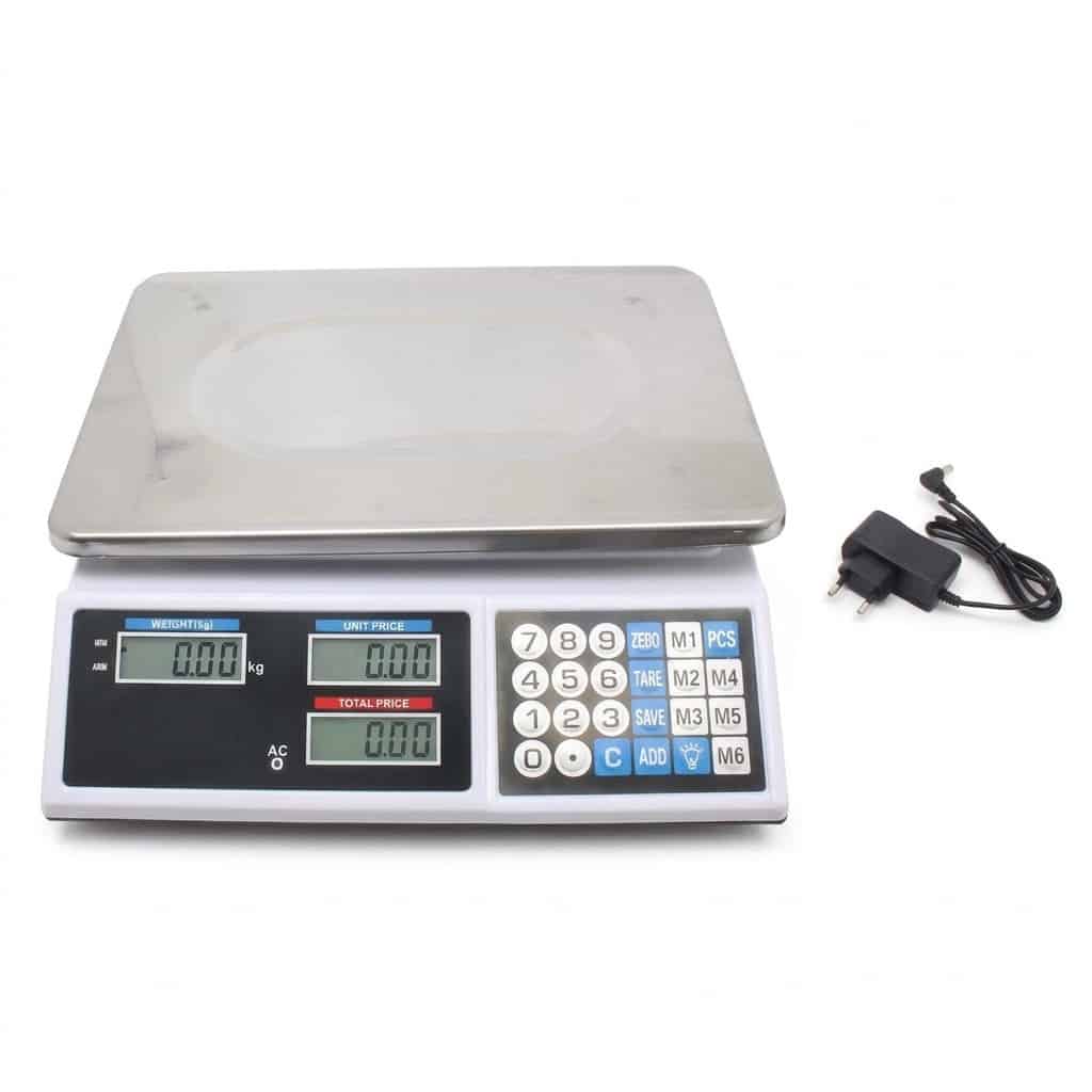 bilancia Bilancia da banco elettronica digitale piatto acciaio inox 34x24 cm max 40 kg 200g 028sa - immagine 1