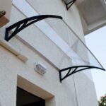 Pensilina tettoia vetro policarbonato compatto copertura protezione portone finestra trasparente 100x80 cm 782dst - immagine 2