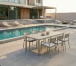 Tavolo rettangolare polipropilene da esterno giardino effetto legno beige cm 156x78x74 h 030ds